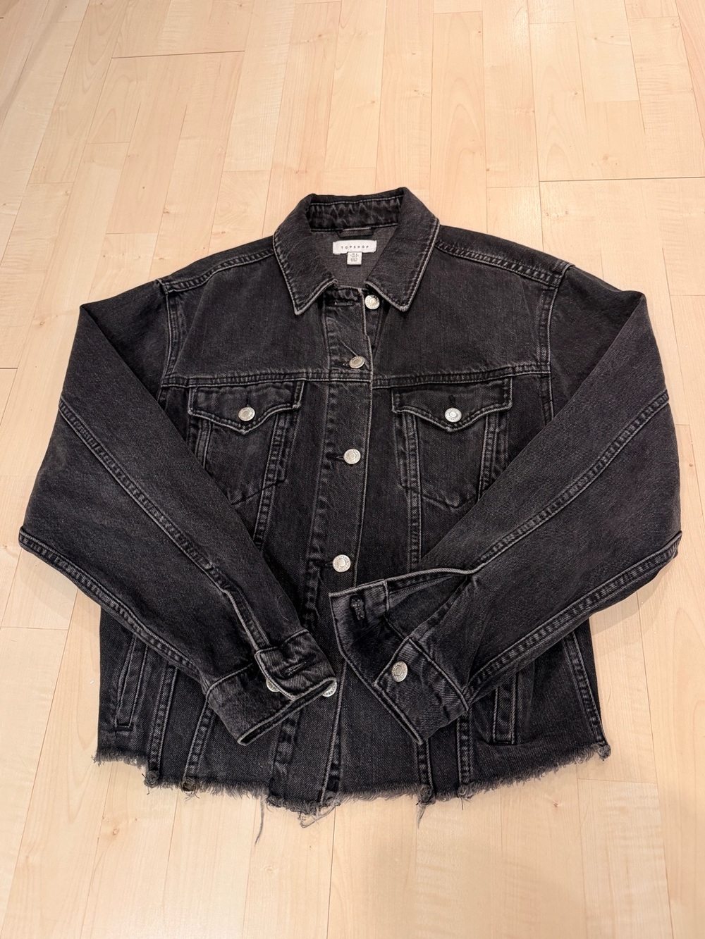 Topshop Washed Black Oversized Denim Jacket